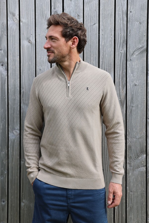 Afbeelding van 2501080802 - Crossed - Half Zip - 194 - Senaca Rock -  Heren - Trui  - Kultivate